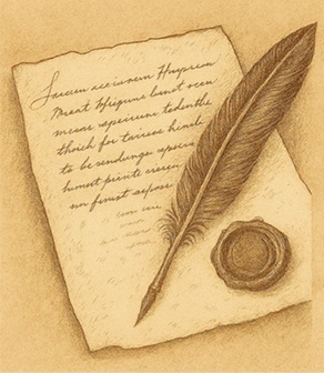 Historic parchment and quill